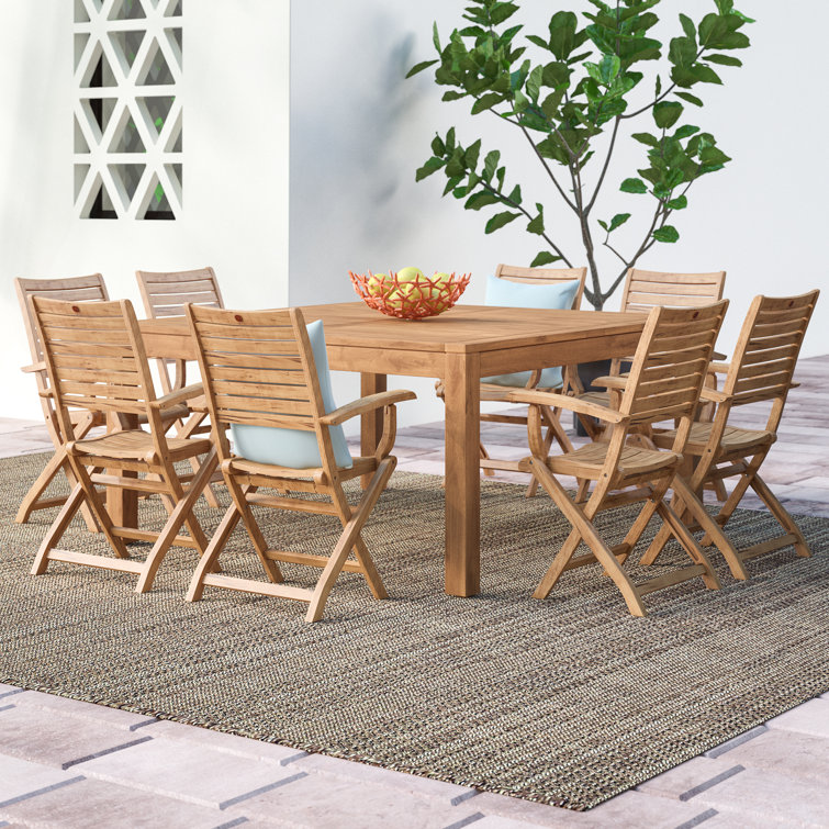 Wayfair teak dining table hot sale